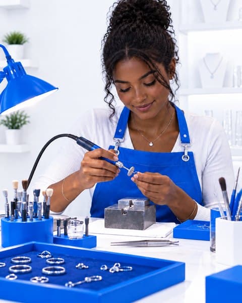 Une bijoutière au travail